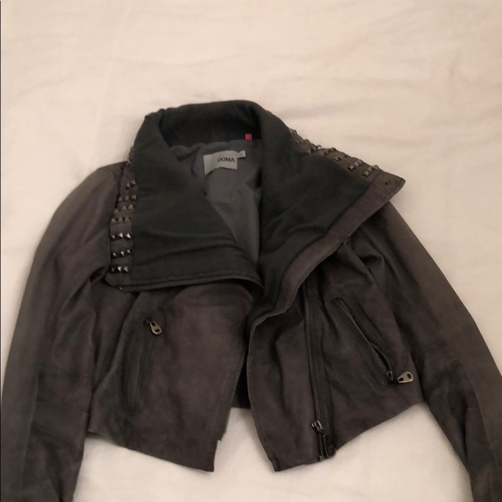 Gray Authentic Leather Jacket - image 1
